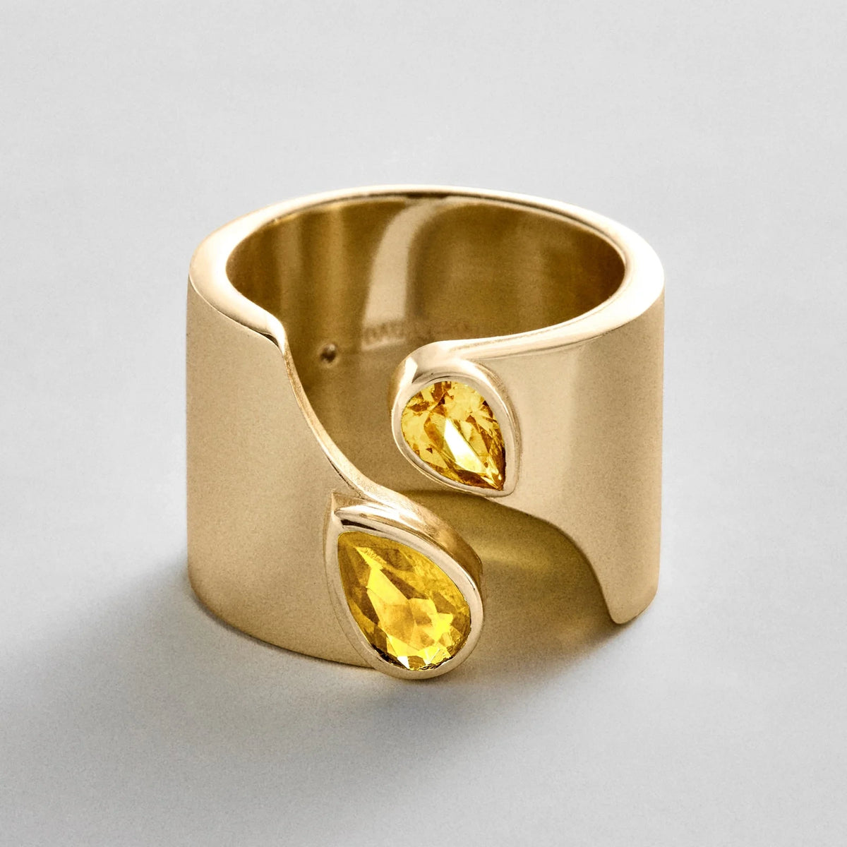 Personalized Two-Stone Open Band Ring - Gold