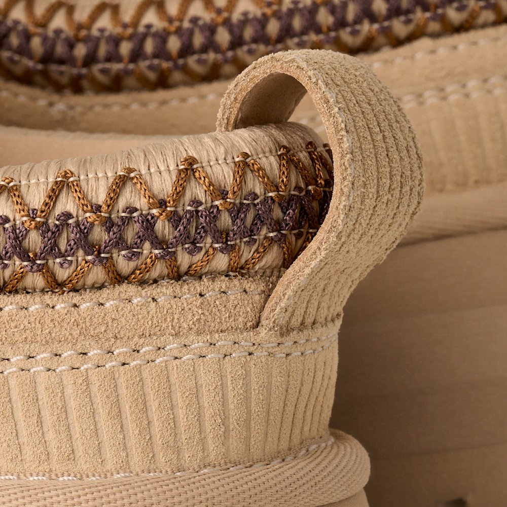 Women's Suede Lace-Up Platform Slipper - Sand