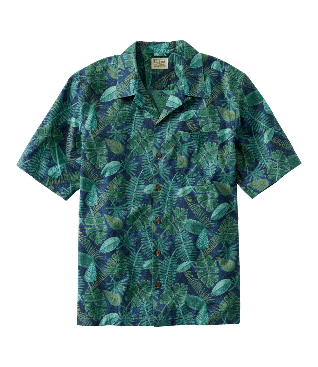 Men's Short-Sleeve Cotton Print Shirt - Brown