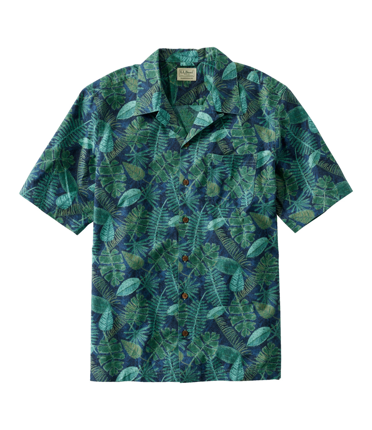 Men's Short-Sleeve Cotton Print Shirt - Brown