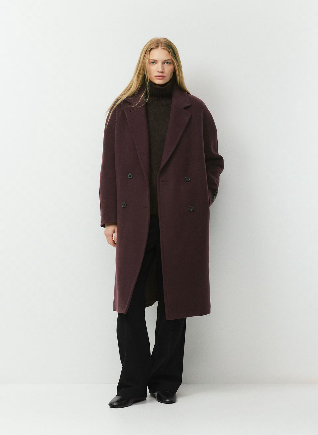 Double-Breasted Wool Cashmere Coat - Herringbone