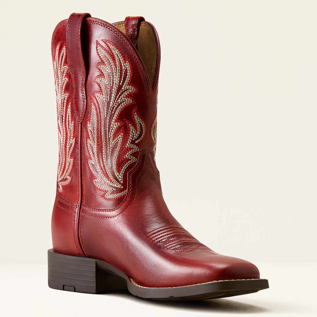 Women's Leather Wide Square Toe Western Boot