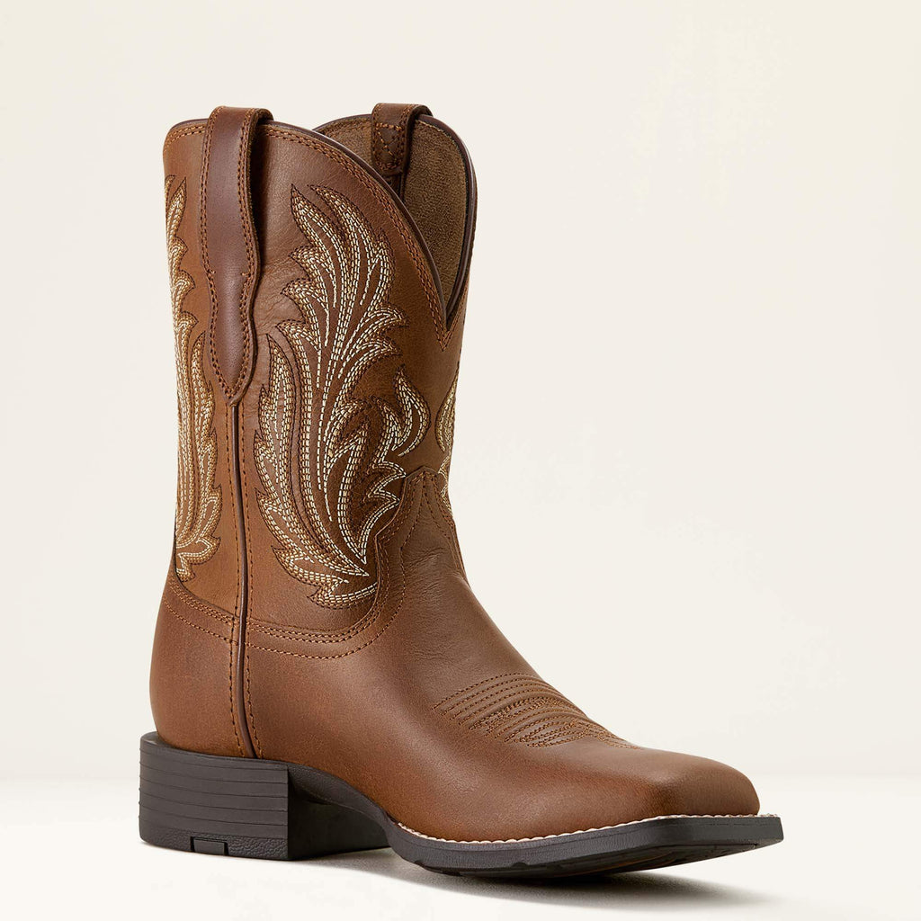 Women's Leather Wide Square Toe Western Boot