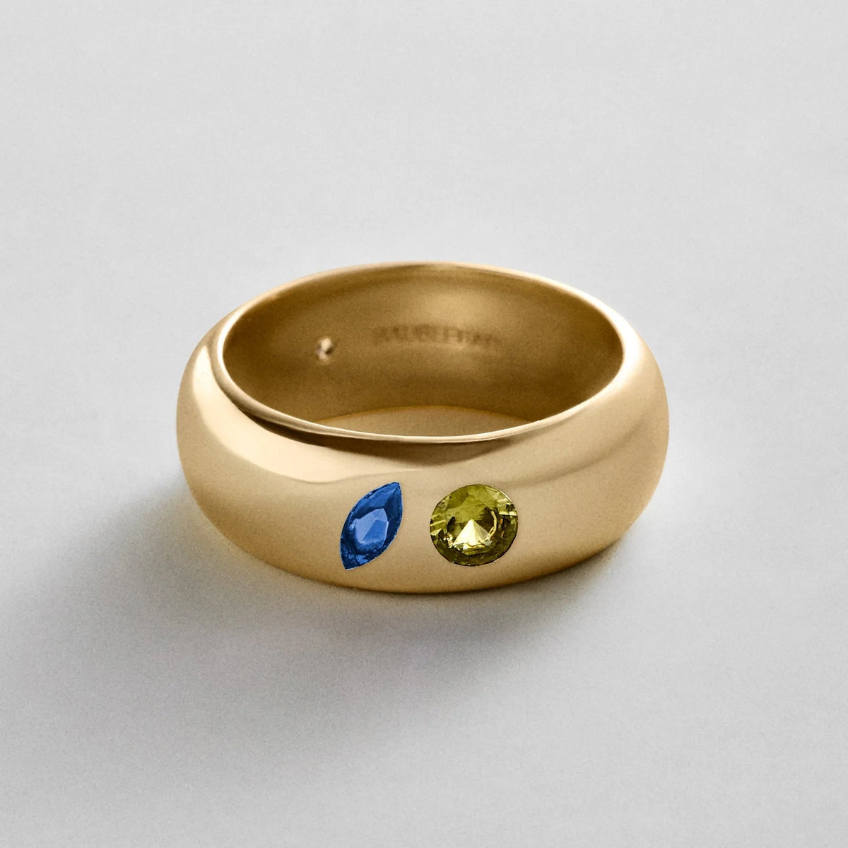 Custom Two-Stone Gold-Plated Band Ring