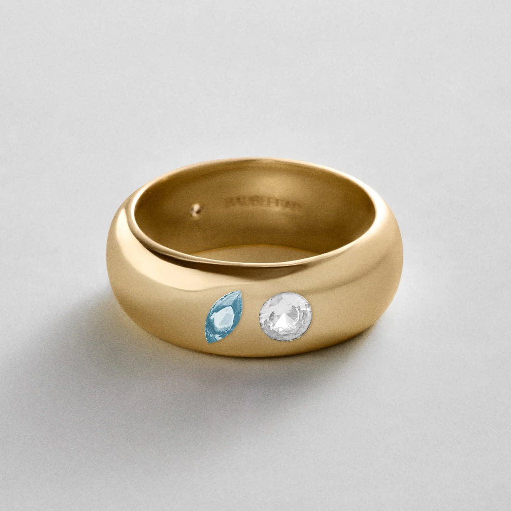 Custom Two-Stone Gold-Plated Band Ring