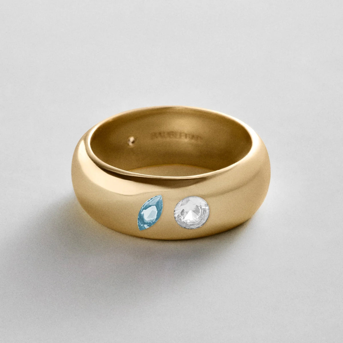 Custom Two-Stone Gold-Plated Band Ring