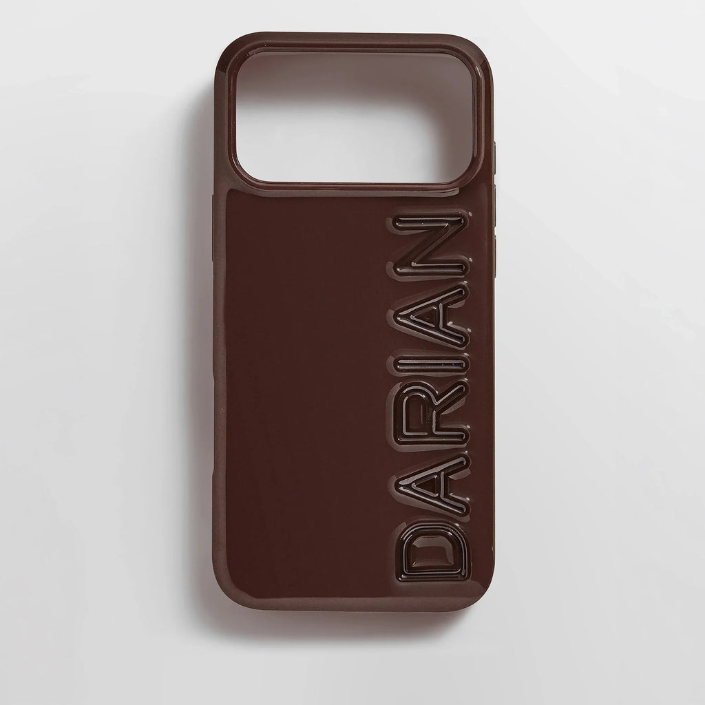 Custom Raised Letter Phone Case - Dark Brown