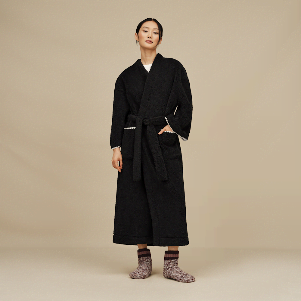 Women's Plush Fleece Full-Length Robe - Cream