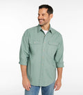 Men's Cotton Canvas Button-Down Shirt - Green