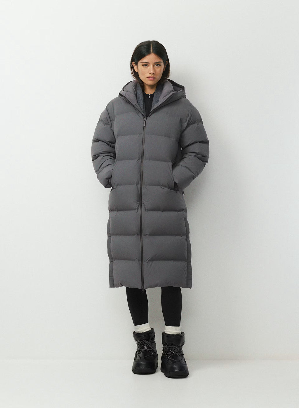 Waterproof Long Down Puffer Coat - Gray