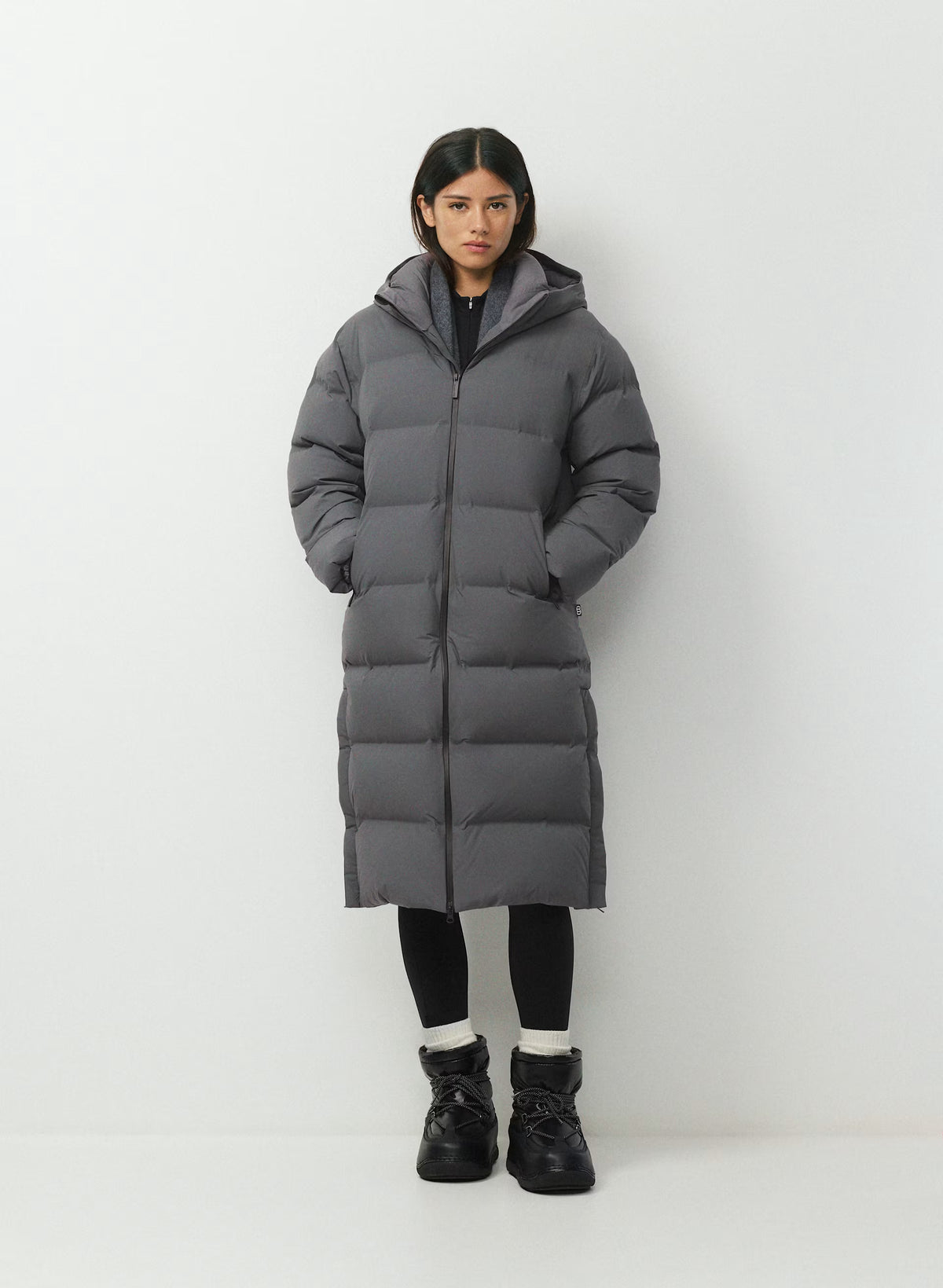 Waterproof Long Down Puffer Coat - Gray