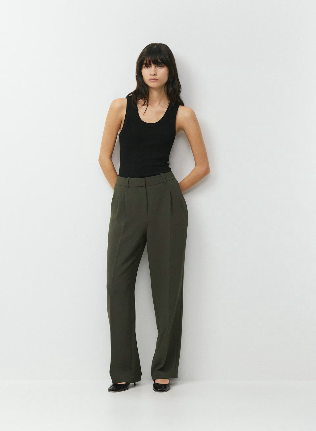 High-Rise Wide-Leg Crepe Trousers - Sand