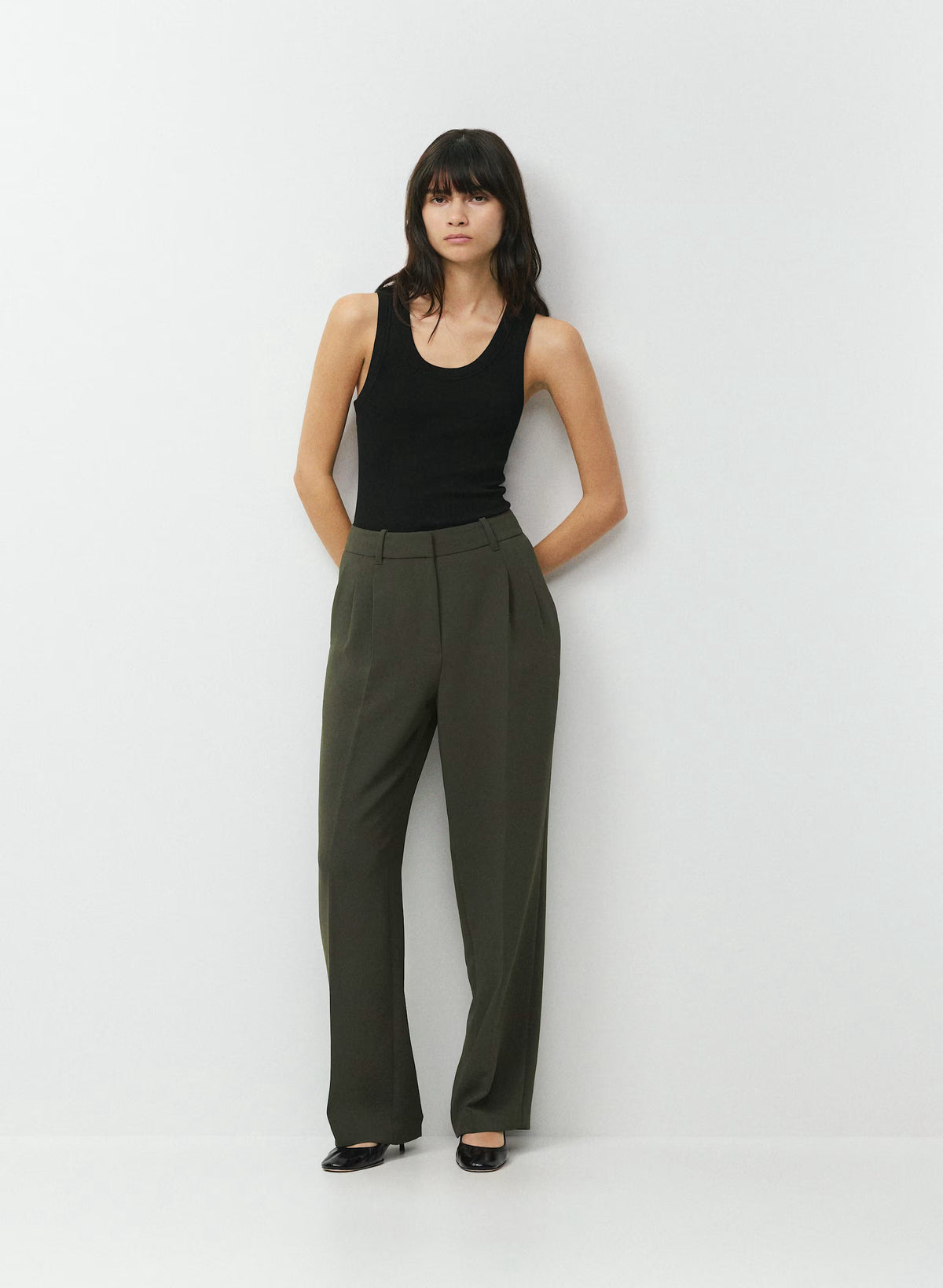High-Rise Wide-Leg Crepe Trousers - Sand