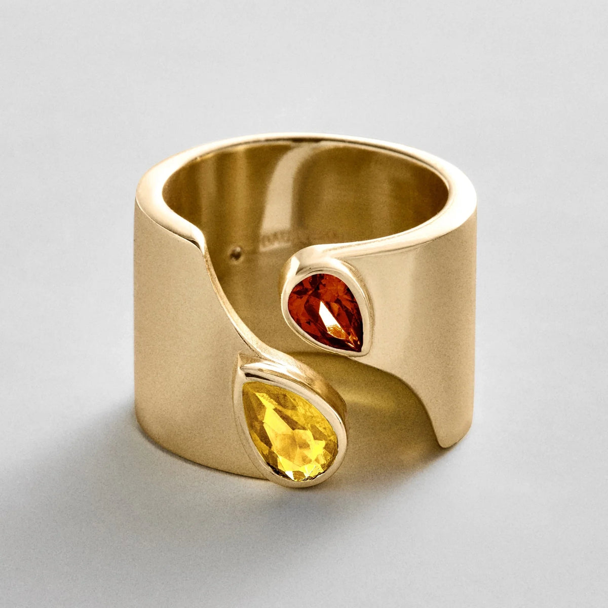 Personalized Two-Stone Open Band Ring - Gold