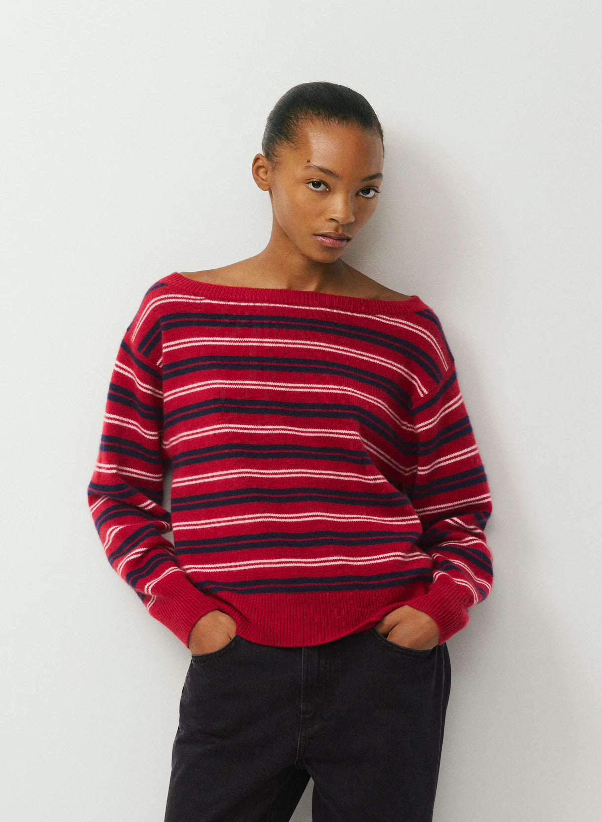 Cashmere Boatneck Sweater - Heather Gray