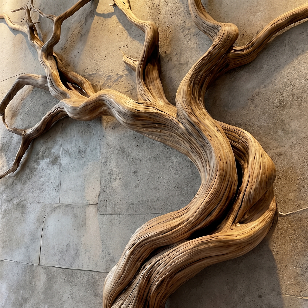 Modern Tree Branch Wood Wall Sculpture for Living Room - view 2
