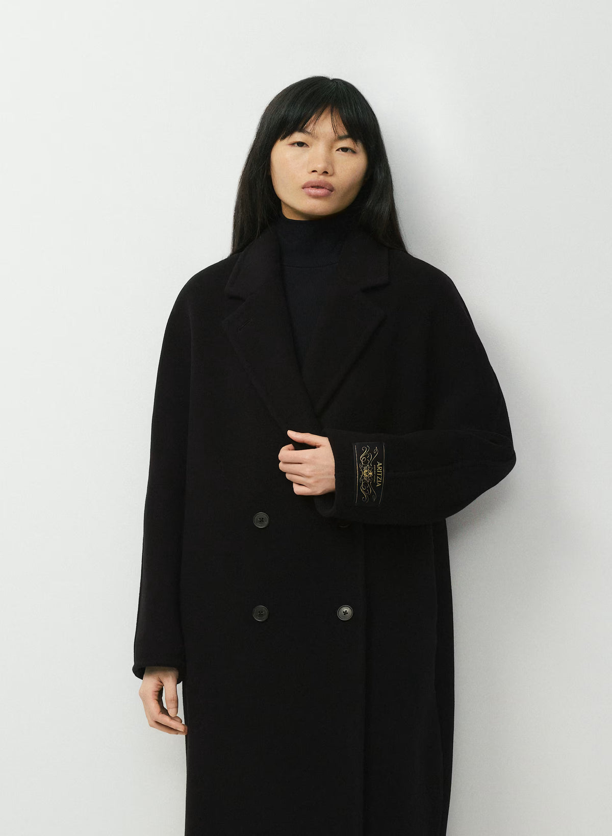 Double-Breasted Wool Cashmere Coat - Herringbone