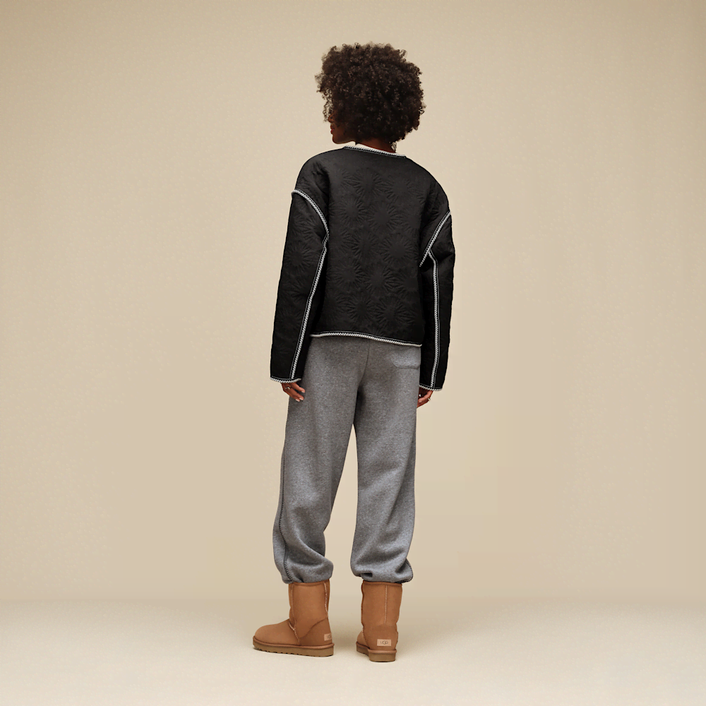 Oversized Lightweight Quilted Jacket - Light Gray