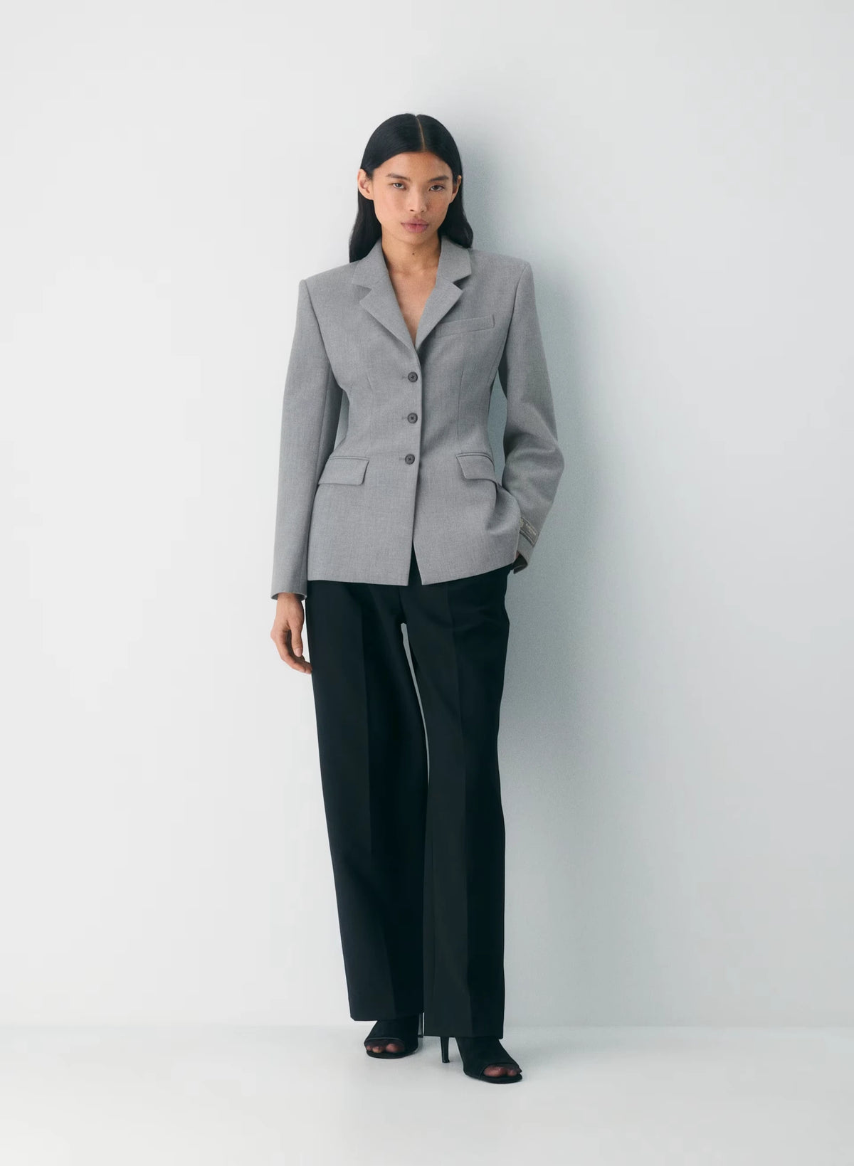 Single-Breasted Stretch Blazer - Brown Check