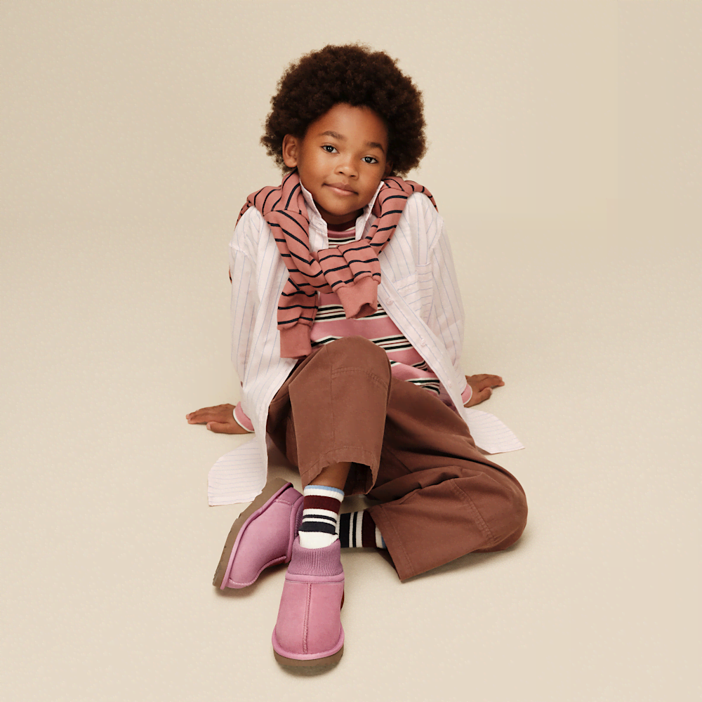 Kids' Suede Stretch Cuff Boot - Mustard