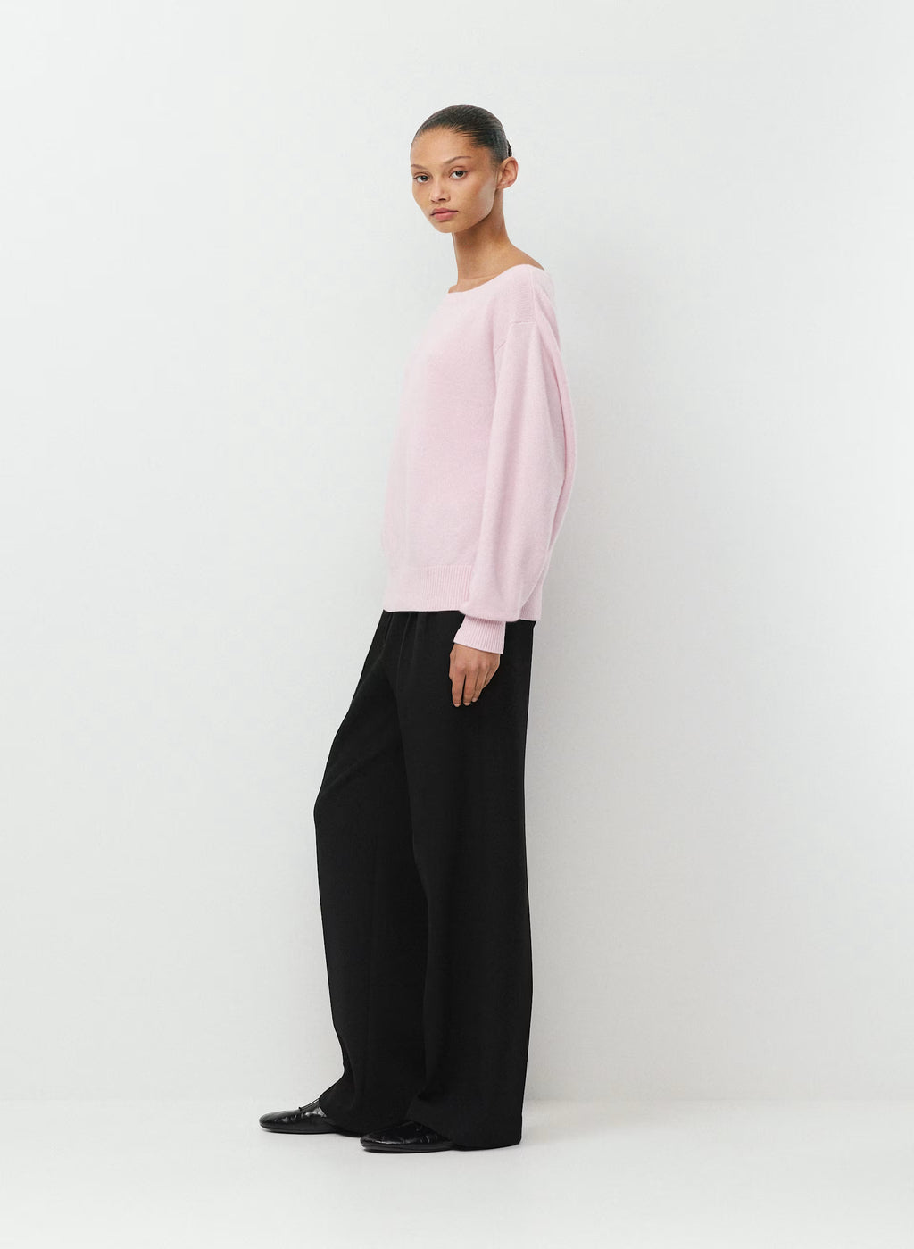Cashmere Boatneck Sweater - Heather Gray