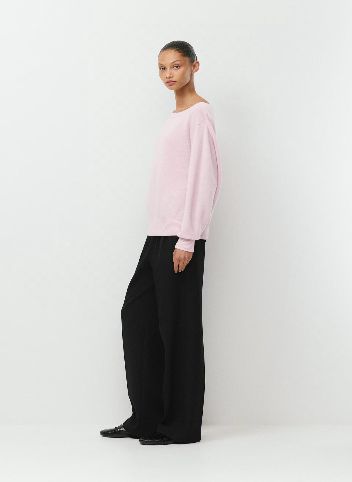 Cashmere Boatneck Sweater - Heather Gray