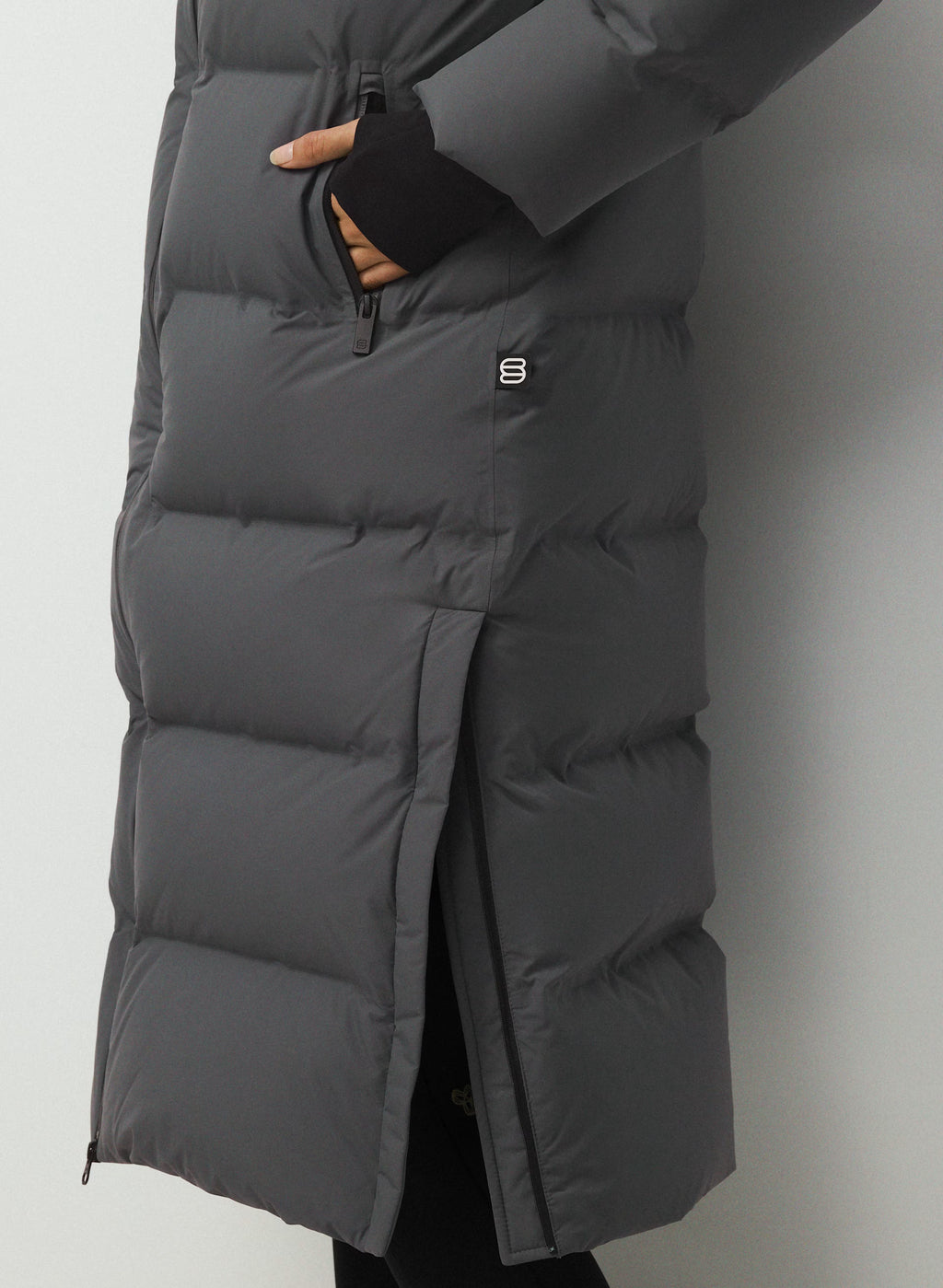 Waterproof Long Down Puffer Coat - Gray