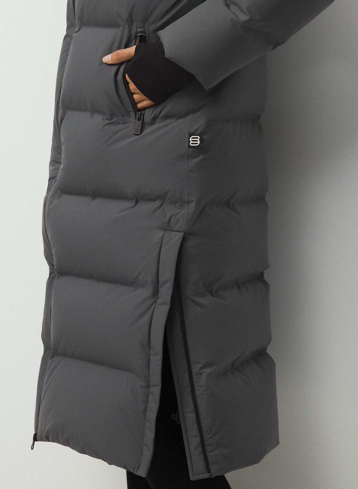 Waterproof Long Down Puffer Coat - Gray