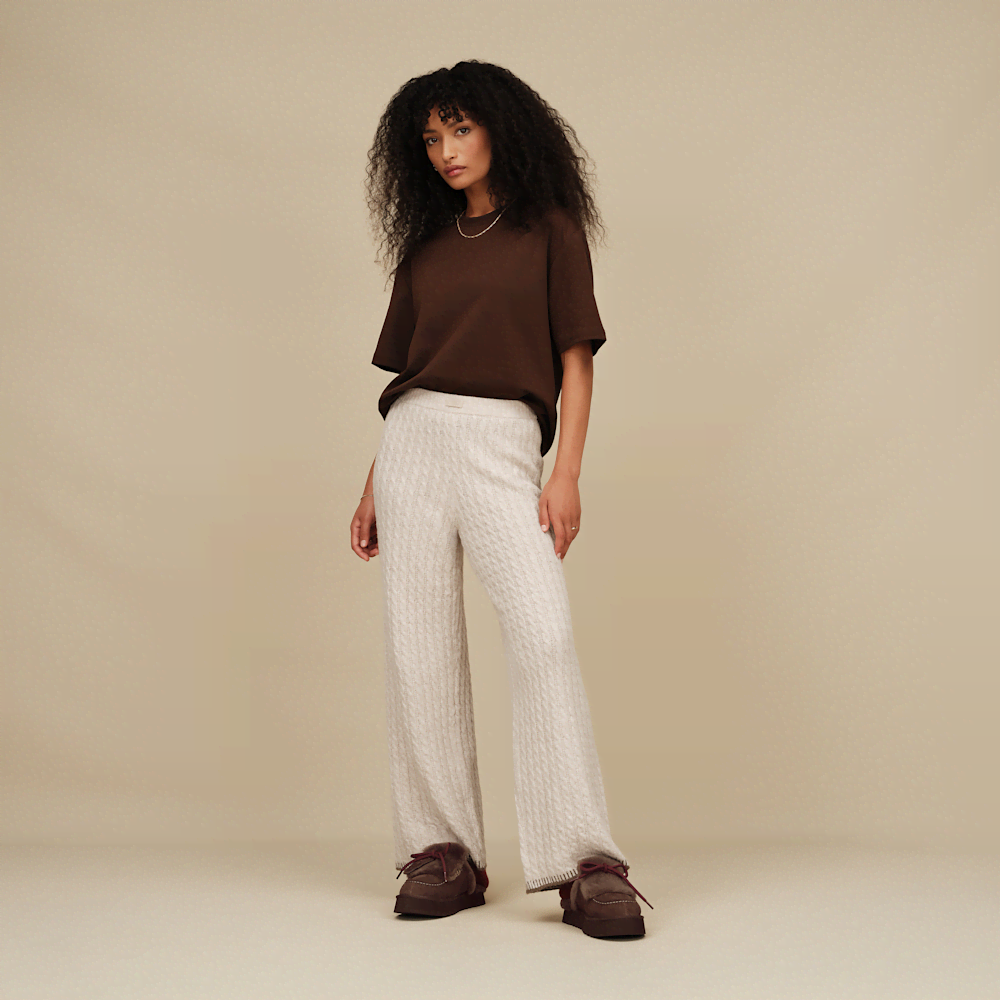 Women's Cable Knit Straight-Leg Pants - Black