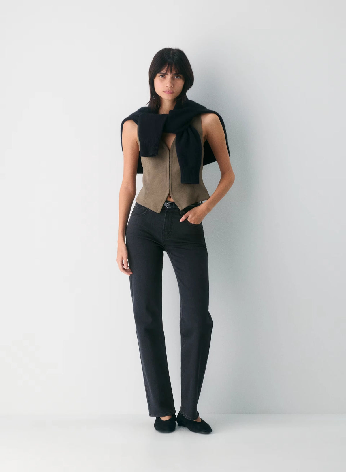 Lined Tailored Suit Vest - Olive