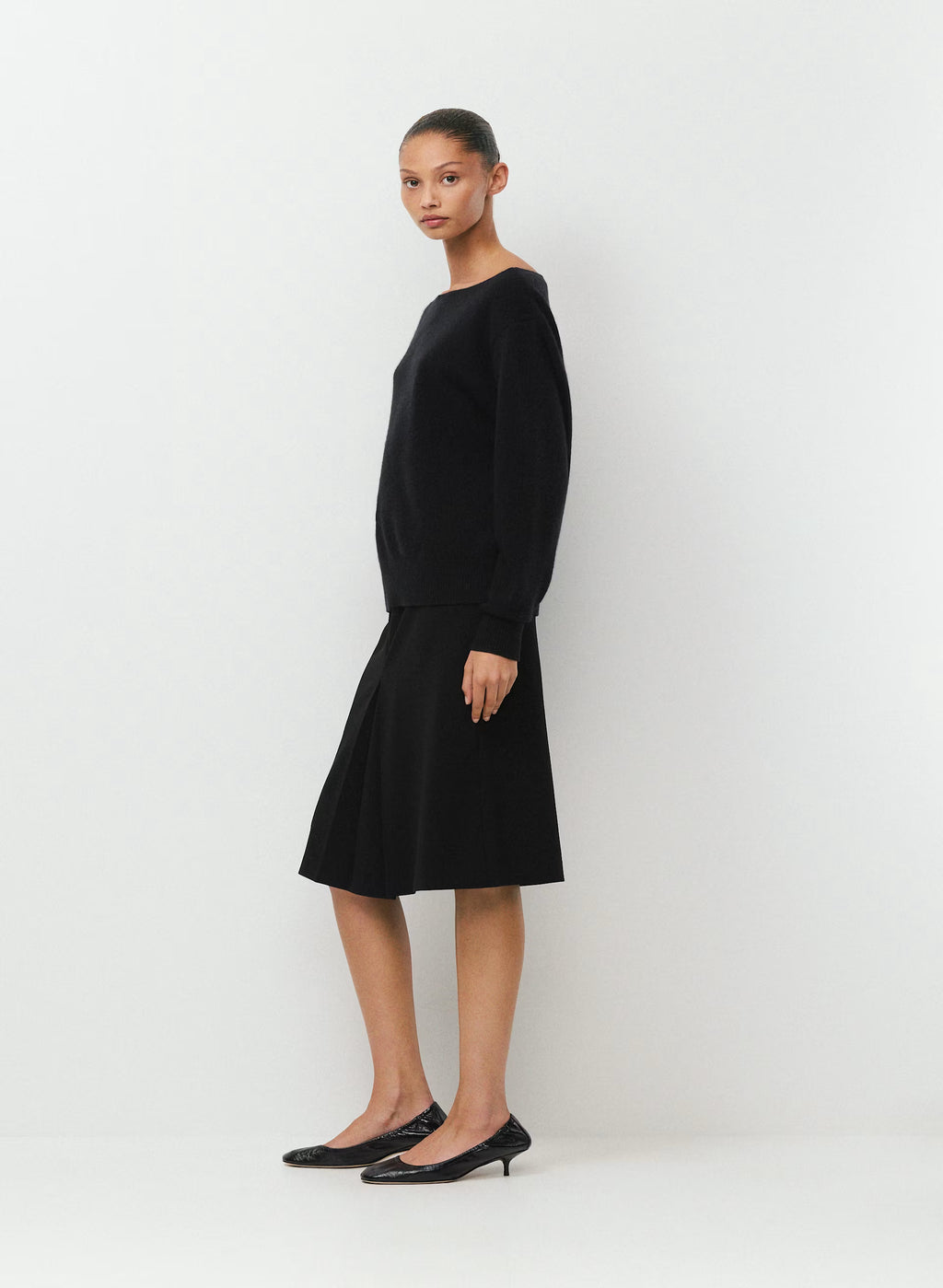 Cashmere Boatneck Sweater - Heather Gray
