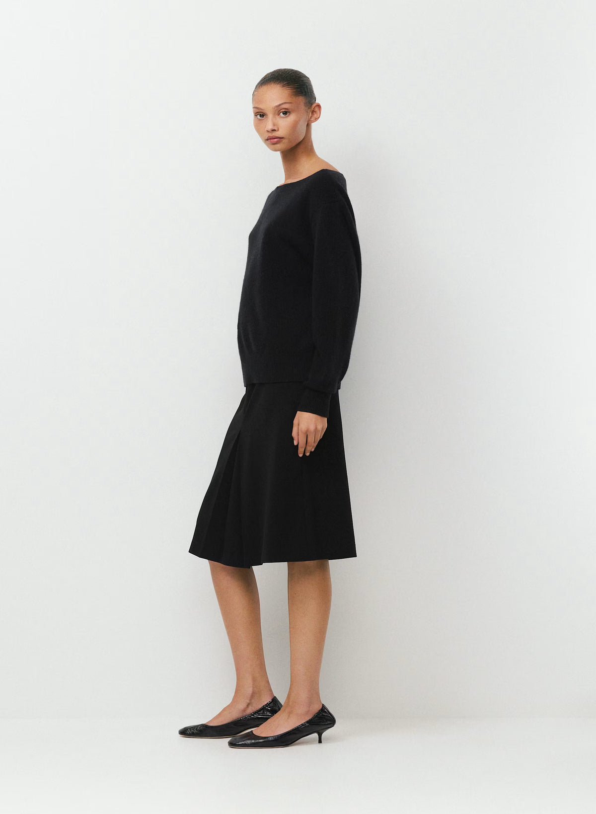 Cashmere Boatneck Sweater - Heather Gray