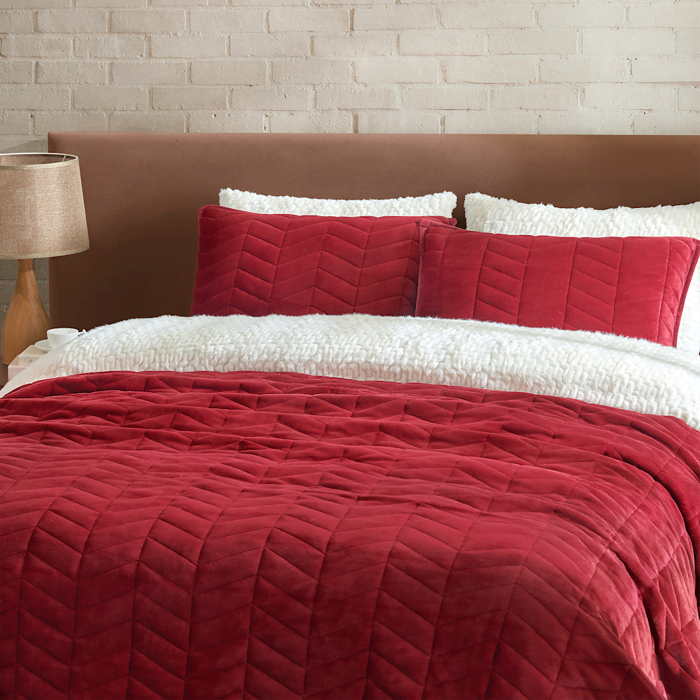 Full Queen Chevron Quilt Set - Deep Night
