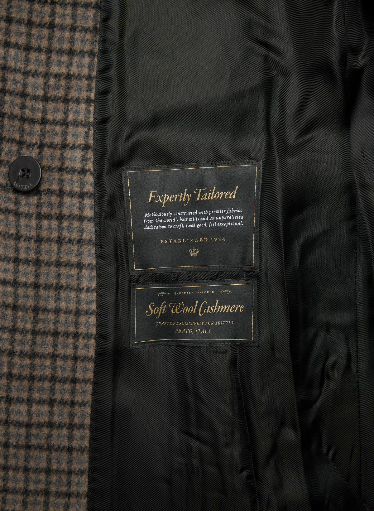 Double-Breasted Wool Cashmere Coat - Herringbone