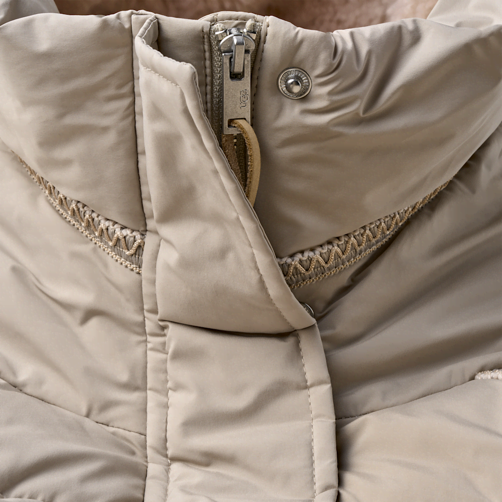 Women's Hooded Cinched Puffer Jacket - Oyster