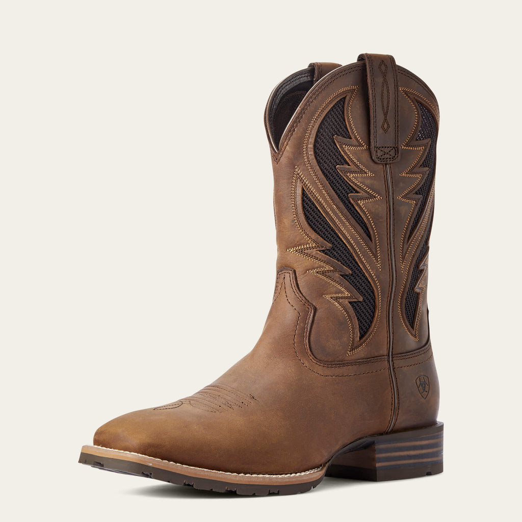 Vented Leather Western Riding Boot - Tan