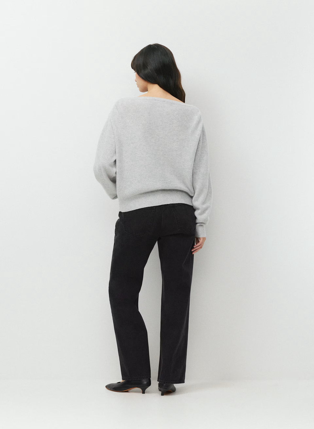 Cashmere Boatneck Sweater - Heather Gray