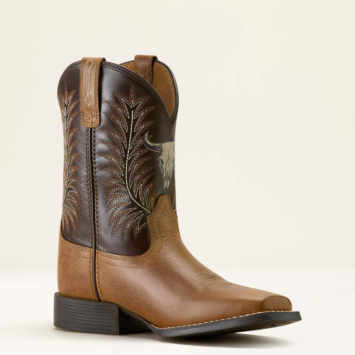 Kids' Wide Square Toe Leather Boots - Brown