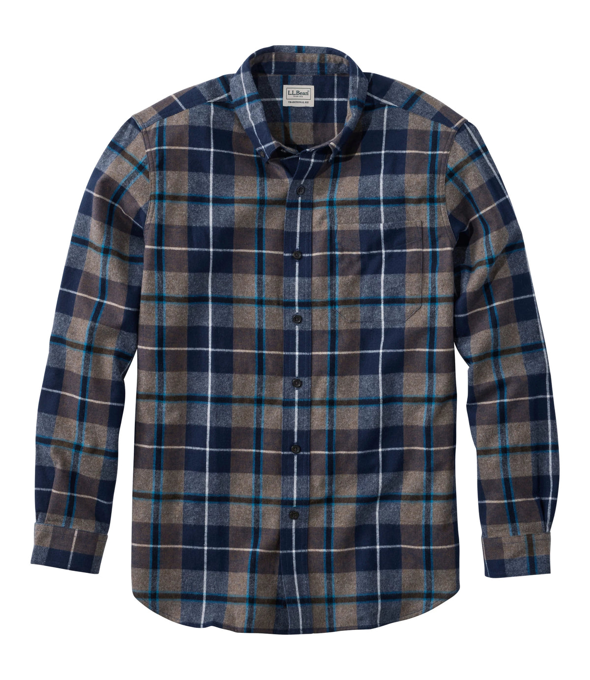 Men's Cotton Flannel Button-Down Shirt - Grey Plaid