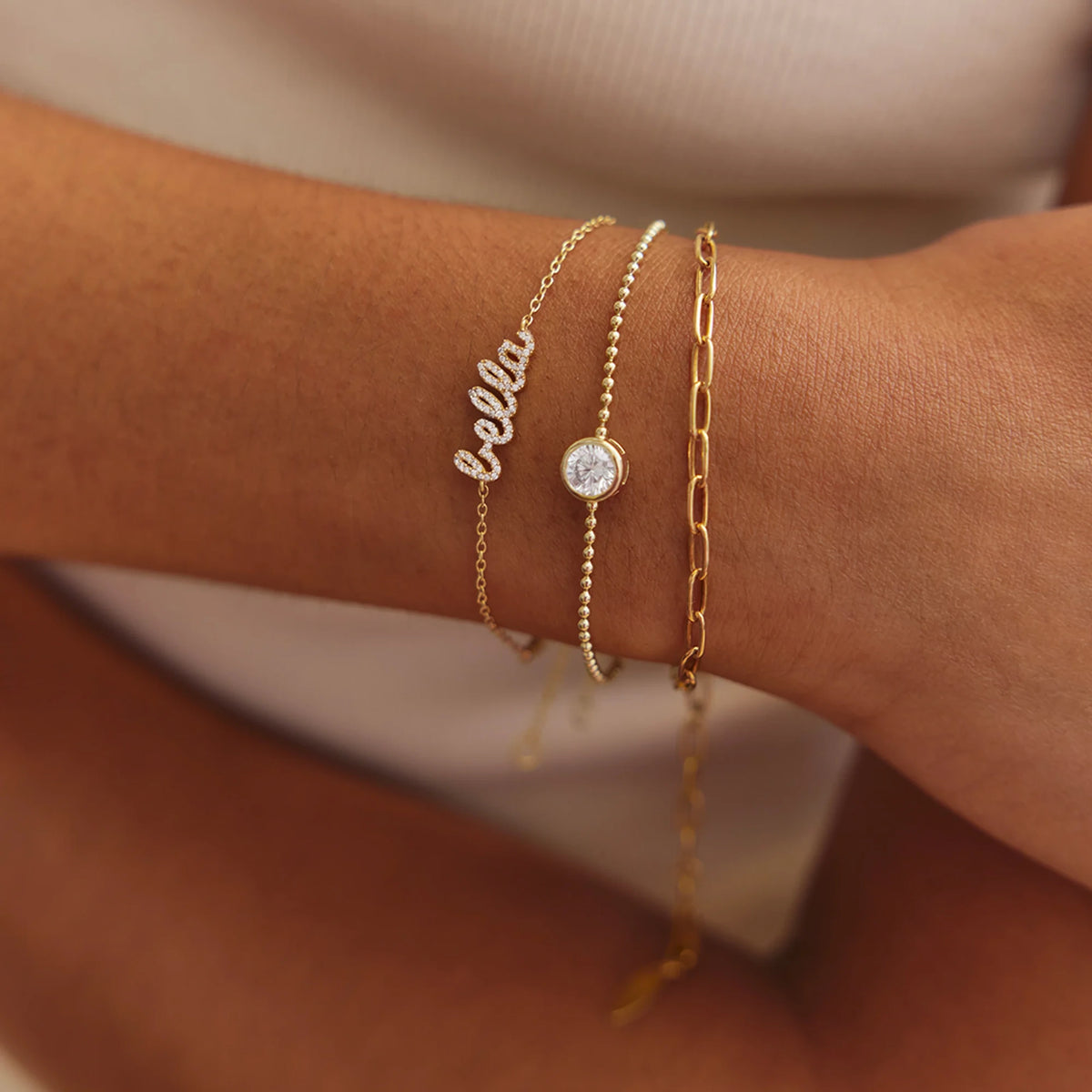 Gold-Plated Round Crystal Bracelet
