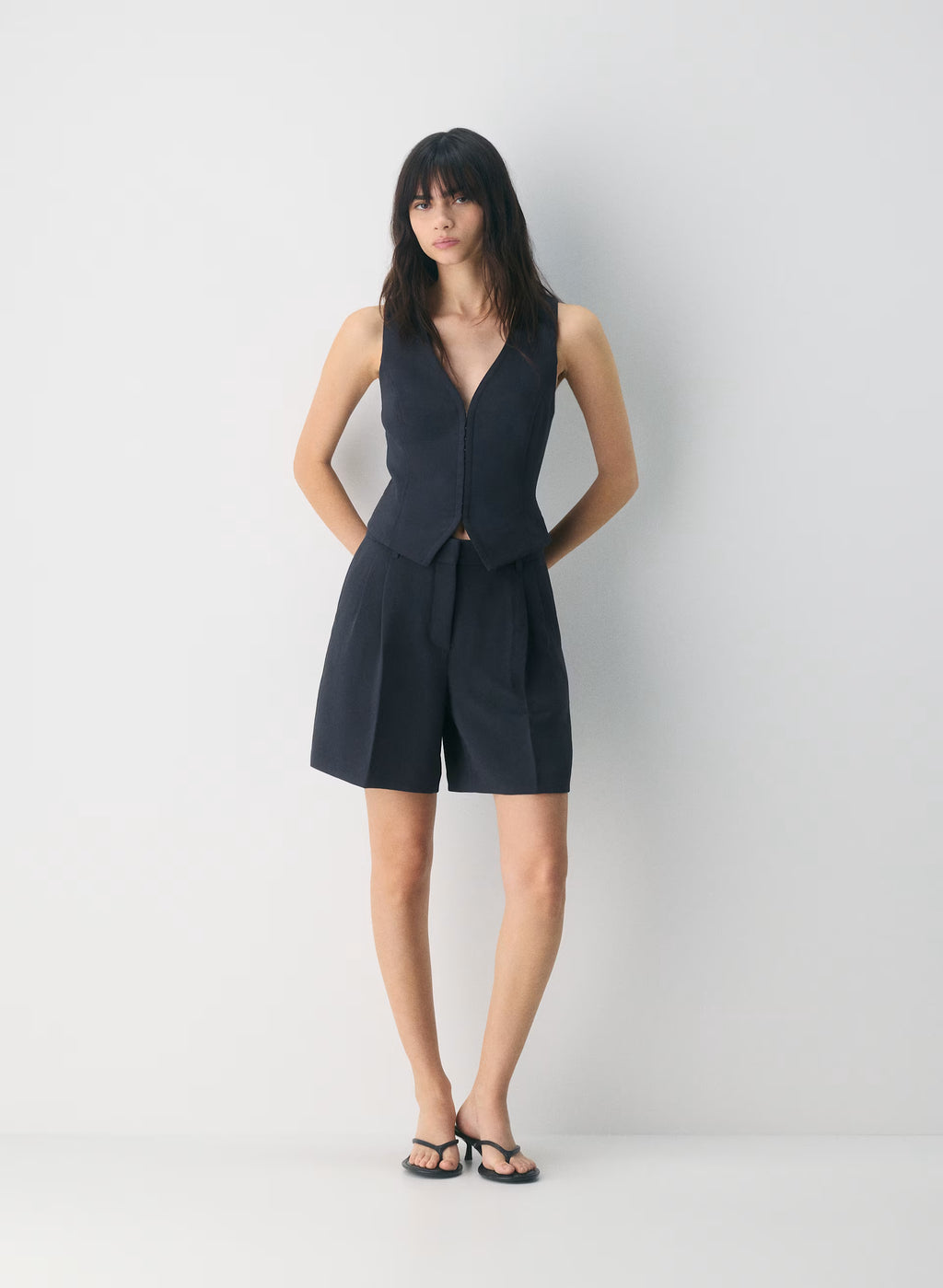 Lined Tailored Suit Vest - Olive