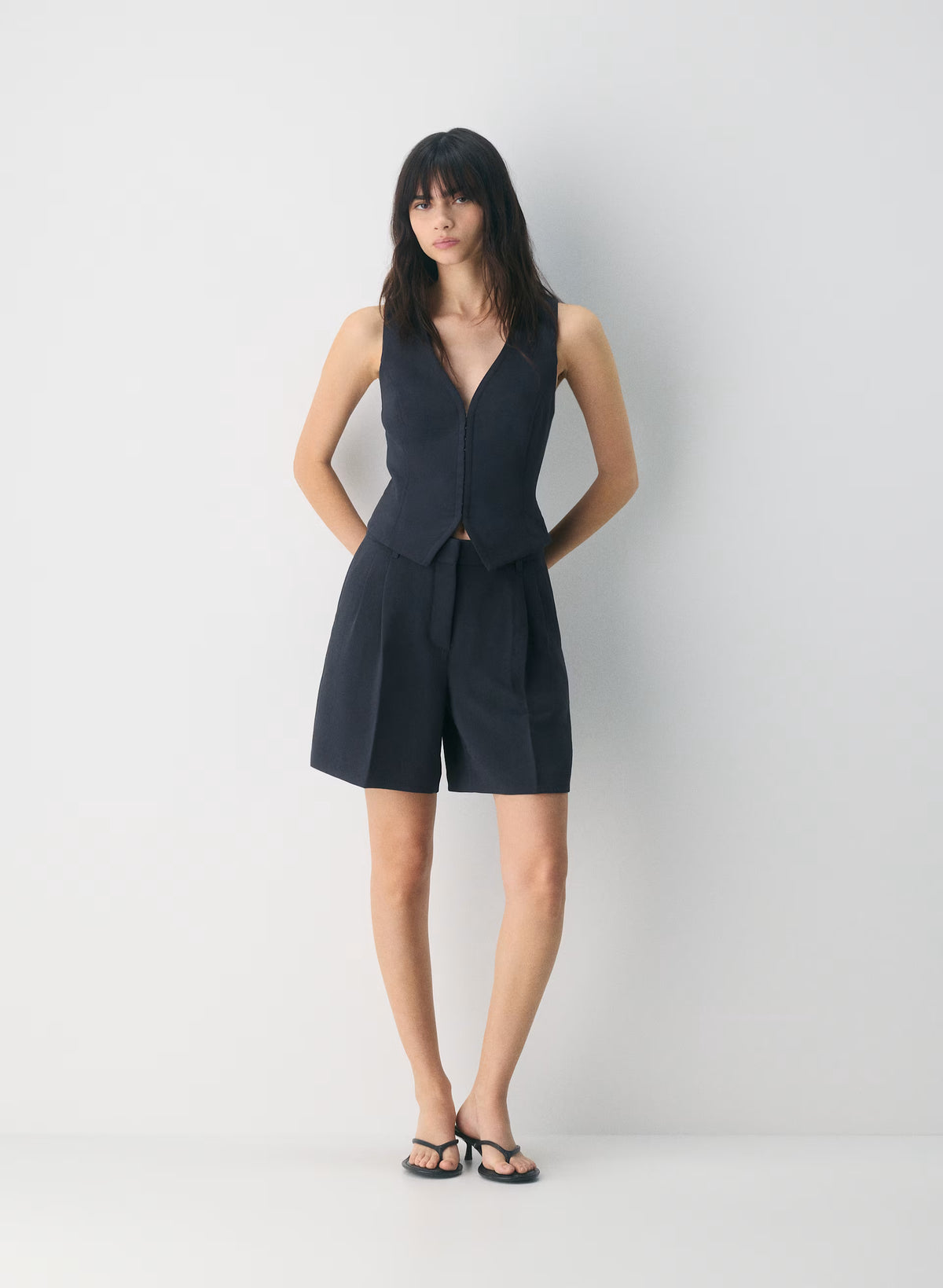 Lined Tailored Suit Vest - Olive