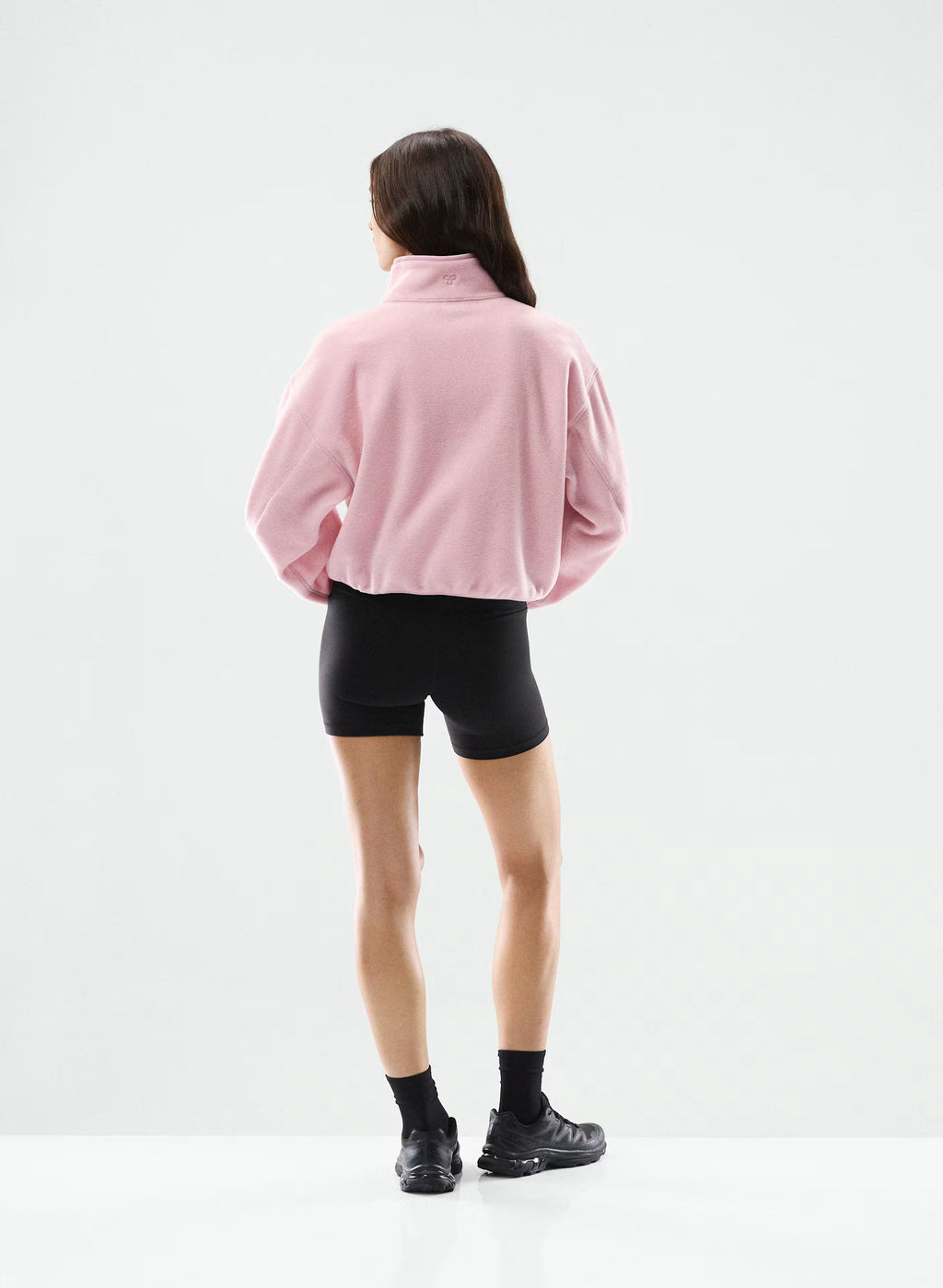 Oversized Half-Zip Microfleece Pullover - Gray