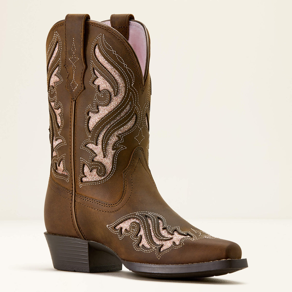 Kids' Glitter Cutout Western Boot - Brown