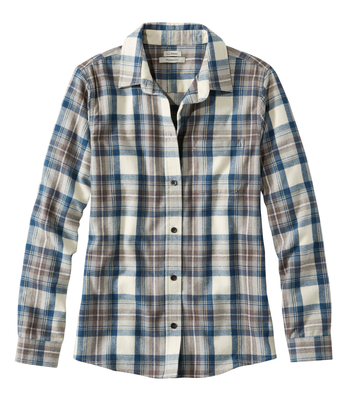 Women's Cotton Flannel Shirt - Indigo Plaid