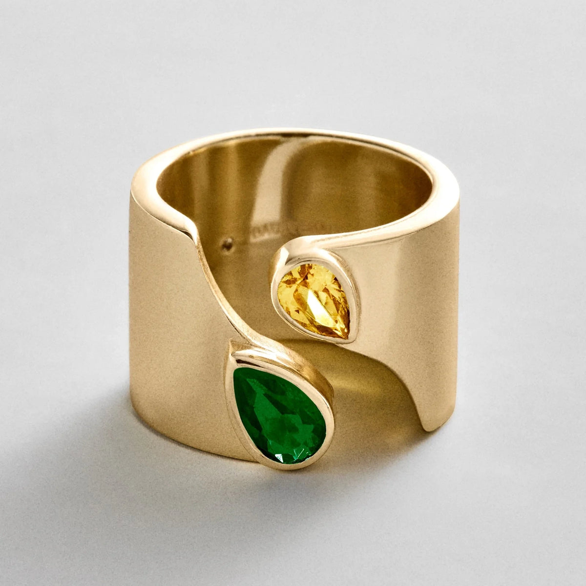 Personalized Two-Stone Open Band Ring - Gold