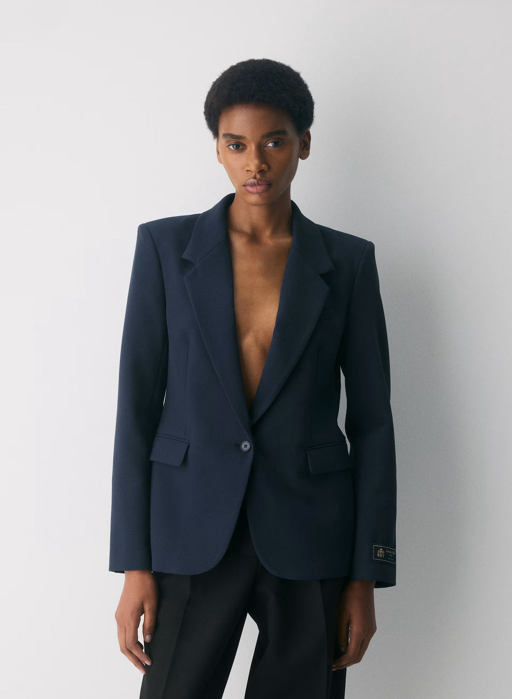 Single-Breasted Stretch Blazer - Check