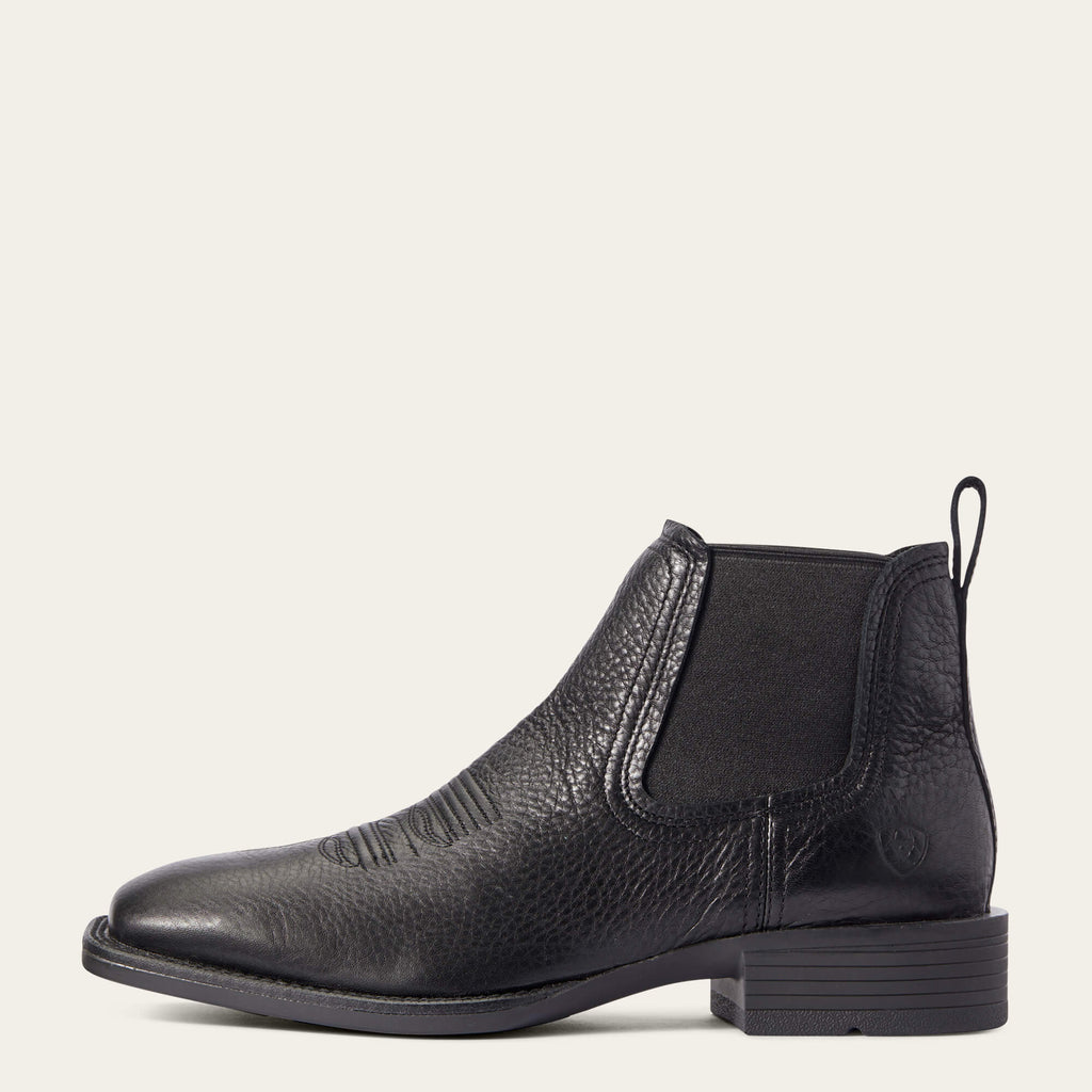 Men's Suede Wide Square Toe Chelsea Boots - Navy
