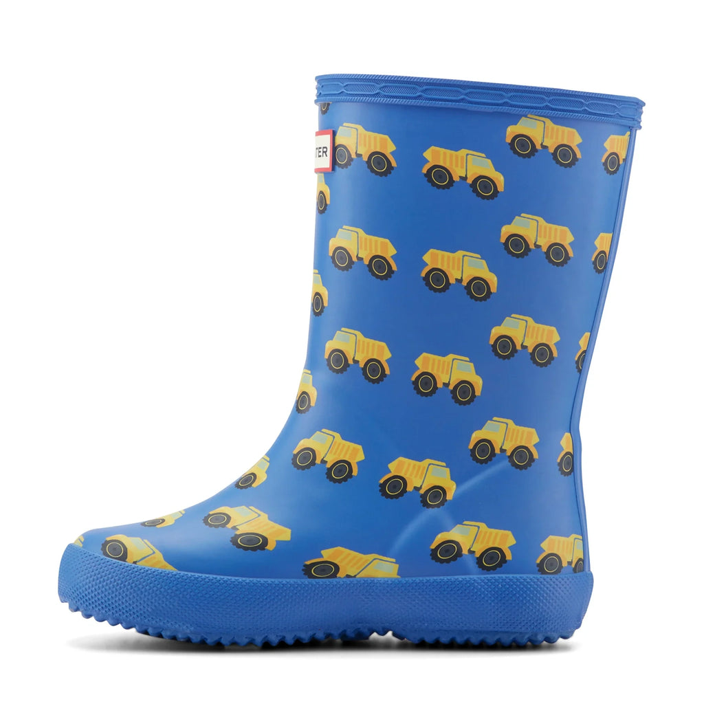 Kids' Rubber Rain Boots - Blue Dump Truck Print