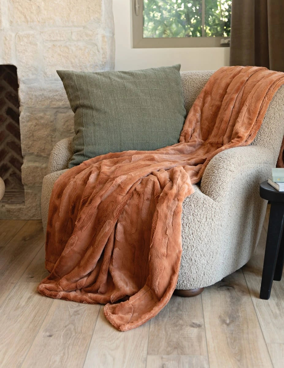 Textured Plush Baby Blanket - Terracotta
